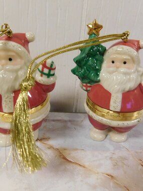 Lenox Santa Claus Trinket Box Ornaments Set of 2